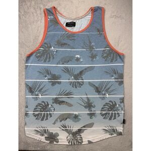 Ocean Current Men's L Cotton Poly Knit Tank Top Tropical Floral Round Neck